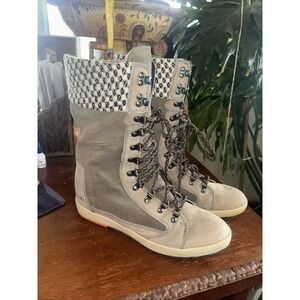 Cushe Boho Chill Leather Waterproof Lace Up Boots Women's Size 10 Gray